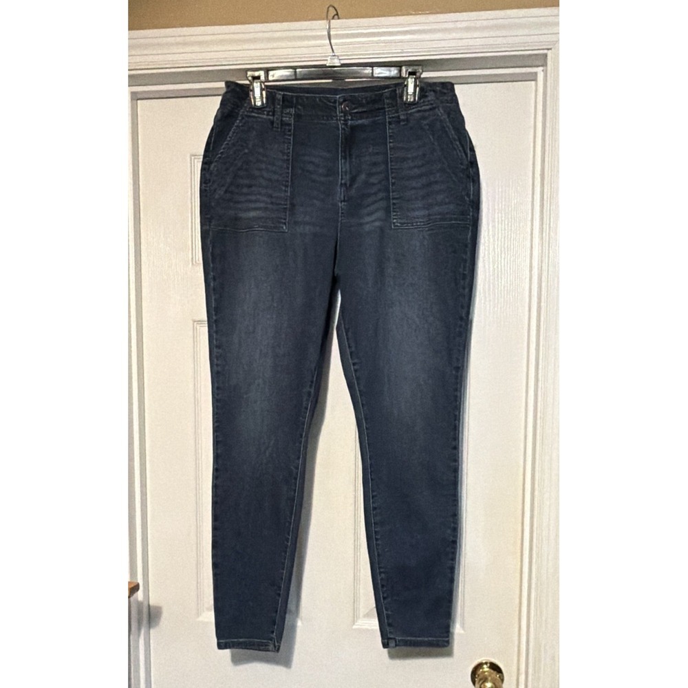 Women's Maurices Skinny Jeans Size L Dark Wash Blue Denim Mid Rise 5 Pocket